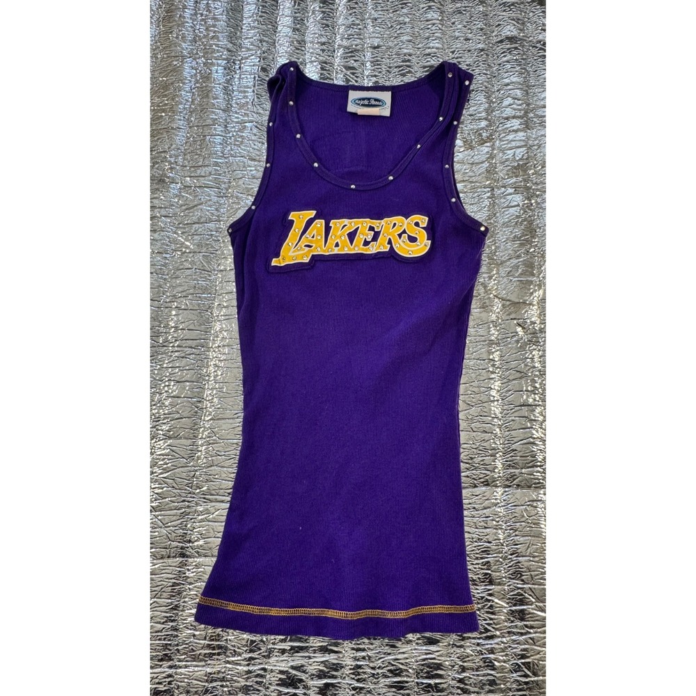 Majestic Threads Lakers Kobe Bryant 24 Rhinestone Ribbed Tank Top Purple Medium